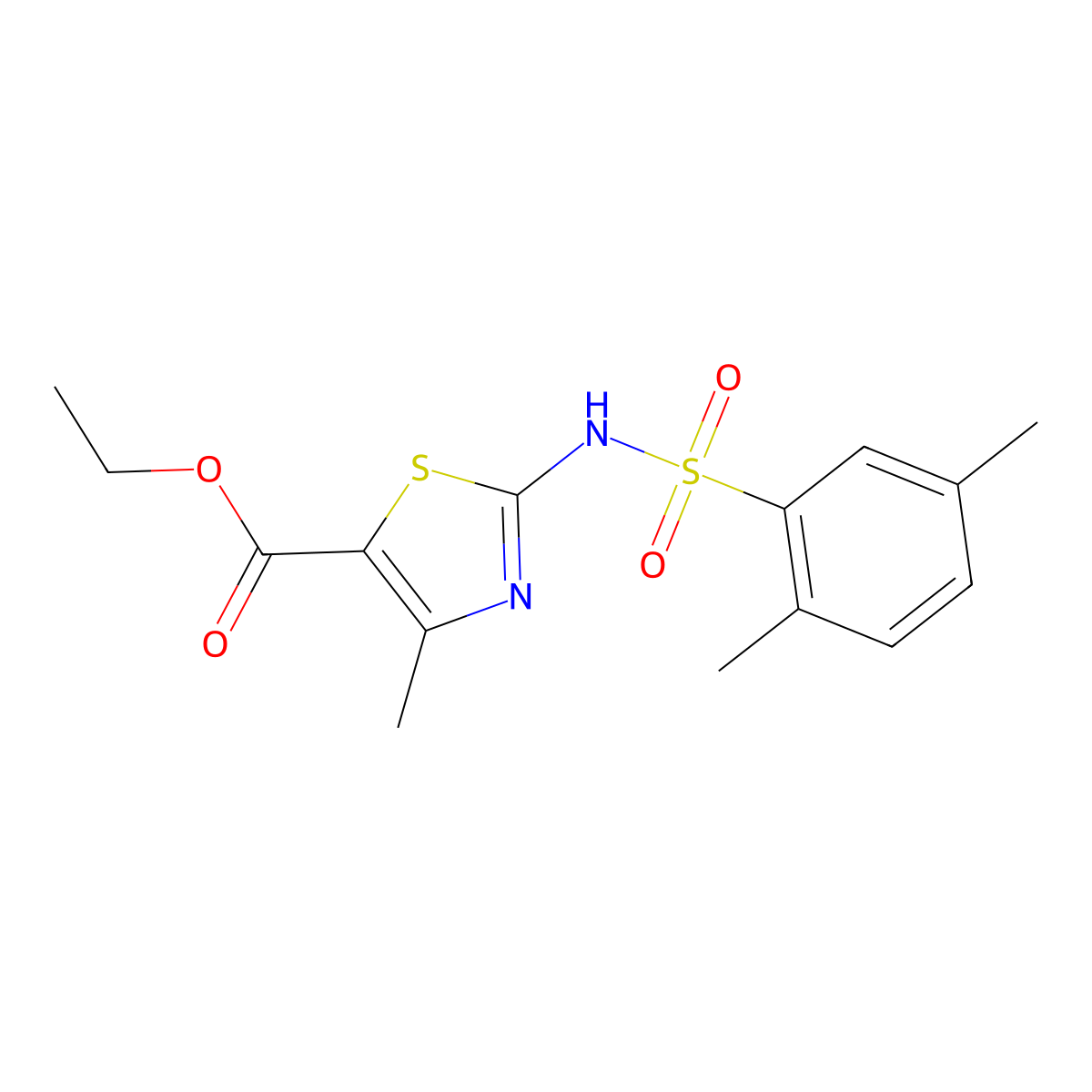 2-(2,5-Dimethyl-benzenesulfonylamino)-4-methyl-thiazole-5-carboxylic acid ethyl ester molecular structure, CAS 380878-60-4