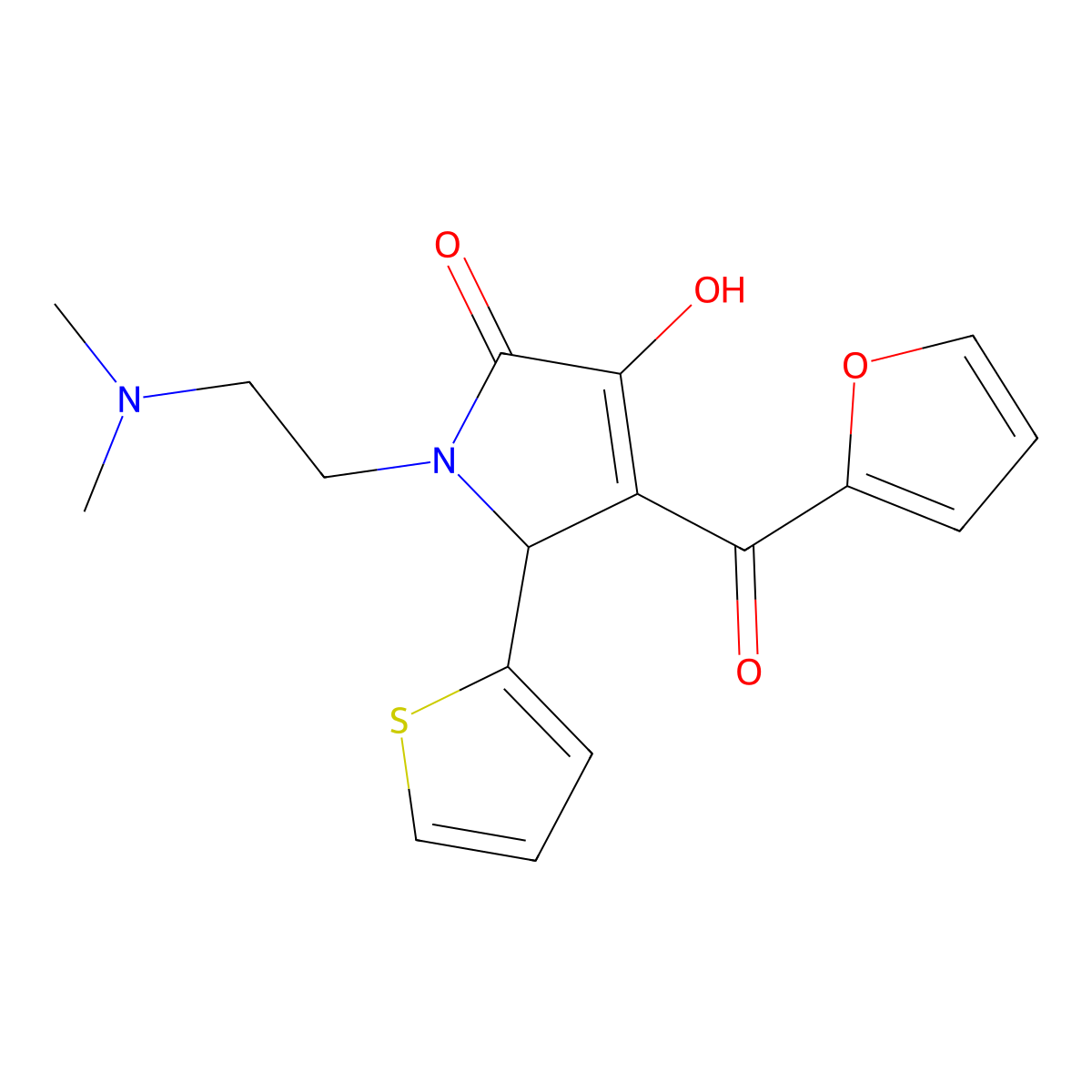 1-(2-(dimethylamino)ethyl)-4-(furan-2-carbonyl)-3-hydroxy-5-(thiophen-2-yl)-1H-pyrrol-2(5H)-one molecular structure, CAS 380878-71-7