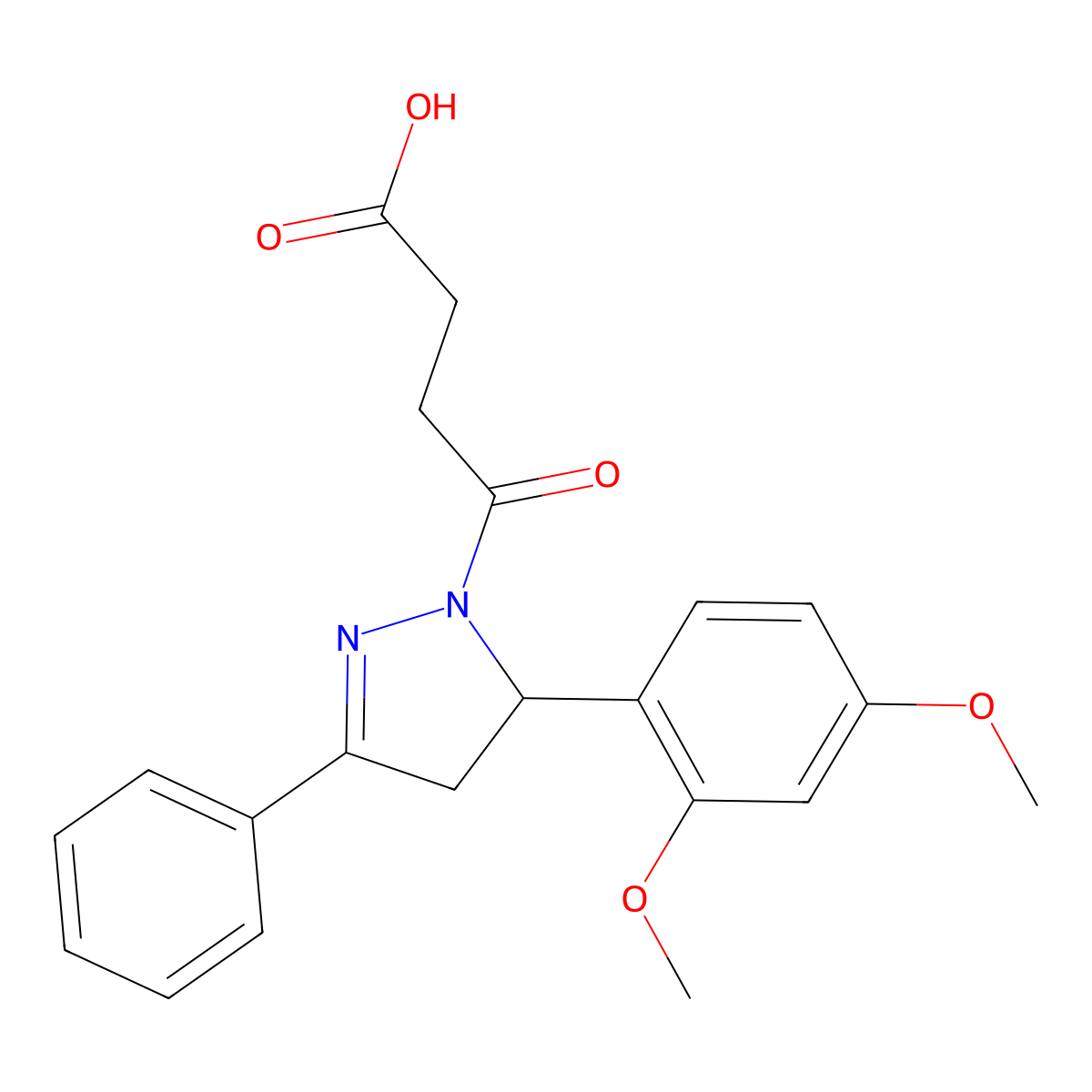 4-[5-(2,4-dimethoxyphenyl)-3-phenyl-4,5-dihydro-1H-pyrazol-1-yl]-4-oxobutanoic acid molecular structure, CAS 380879-61-8