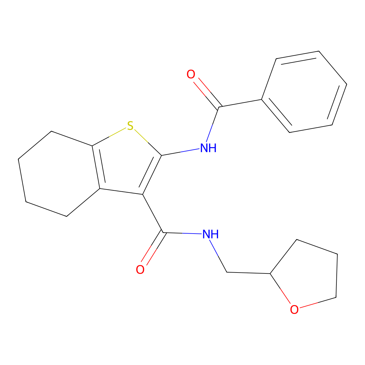 2-(benzoylamino)-N-(tetrahydrofuran-2-ylmethyl)-4,5,6,7-tetrahydro-1-benzothiophene-3-carboxamide molecular structure, CAS 380879-75-4