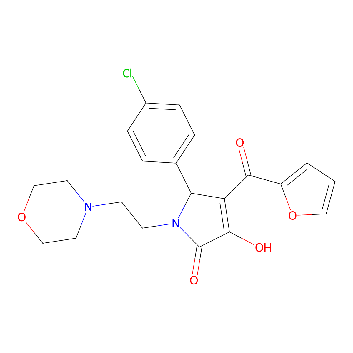 5-(4-chlorophenyl)-4-(furan-2-carbonyl)-3-hydroxy-1-(2-morpholinoethyl)-1H-pyrrol-2(5H)-one molecular structure, CAS 380880-10-4