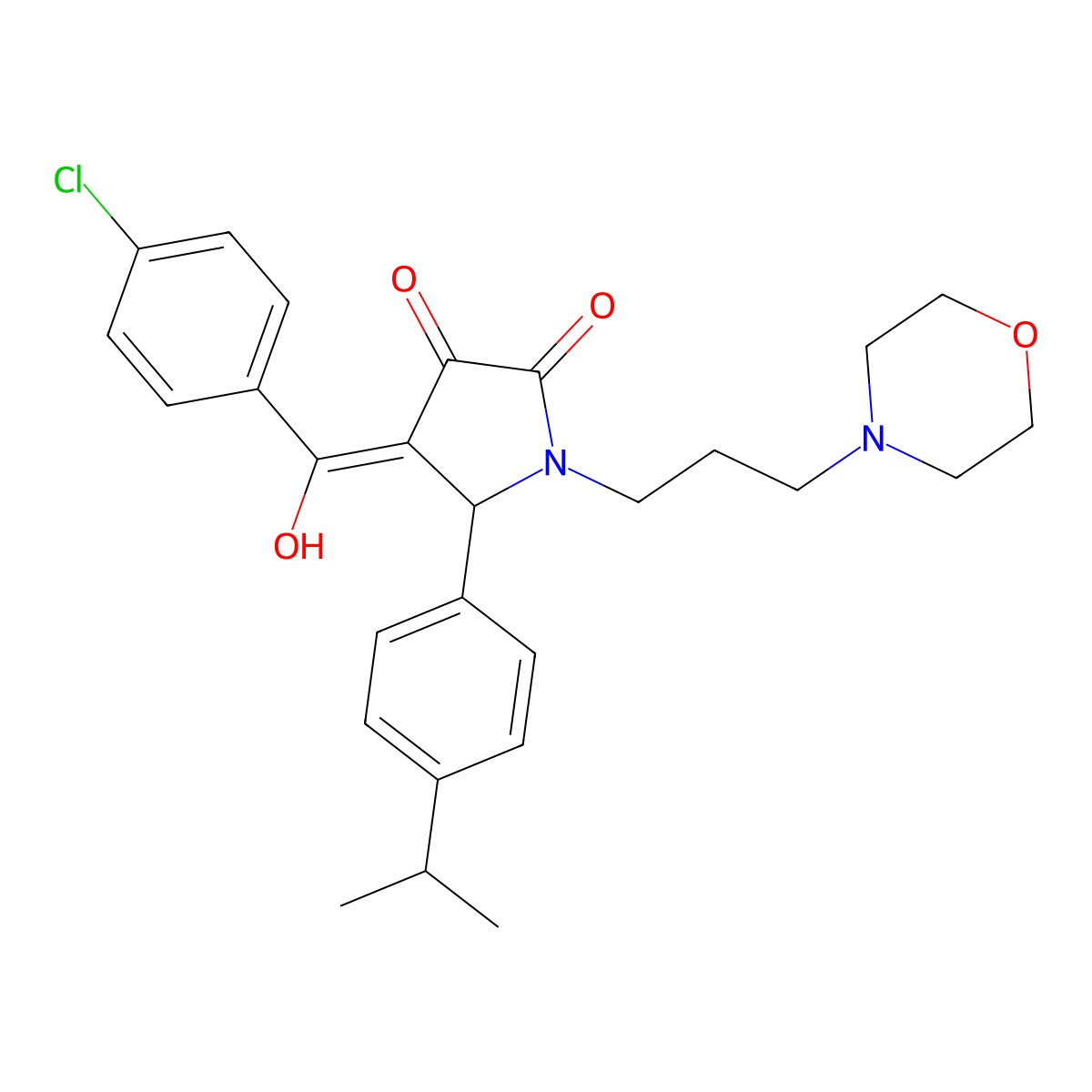 4-[(4-Chlorophenyl)-hydroxymethylidene]-1-(3-morpholin-4-ylpropyl)-5-(4-propan-2-ylphenyl)pyrrolidine-2,3-dione molecular structure, CAS 380880-85-3
