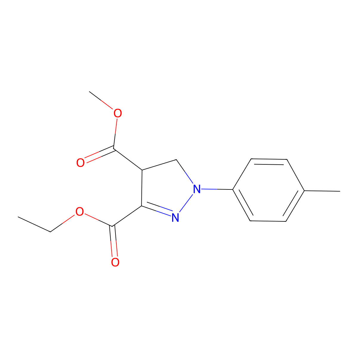 Ethyl 4-(methoxycarbonyl)-1-(4-methylphenyl)-2-pyrazoline-3-carboxylate molecular structure, CAS 380880-88-6