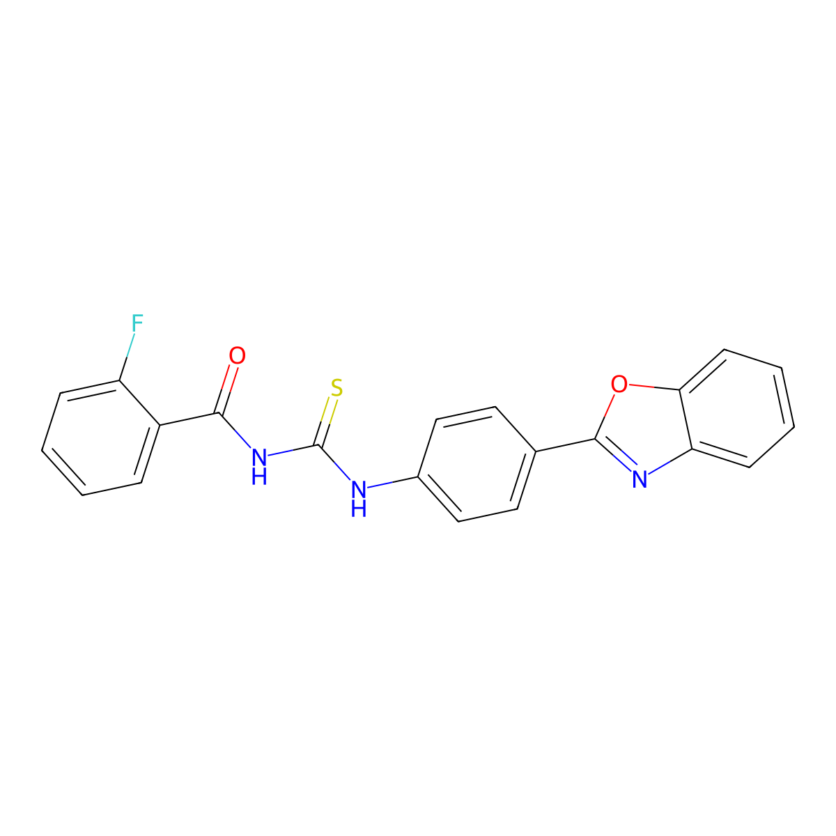N-[[4-(1,3-benzoxazol-2-yl)phenyl]carbamothioyl]-2-fluorobenzamide molecular structure, CAS 380882-28-0