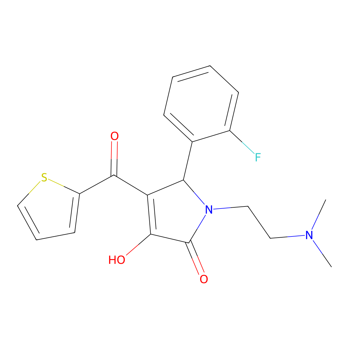 1-(2-(dimethylamino)ethyl)-5-(2-fluorophenyl)-3-hydroxy-4-(thiophene-2-carbonyl)-1H-pyrrol-2(5H)-one molecular structure, CAS 380882-72-4