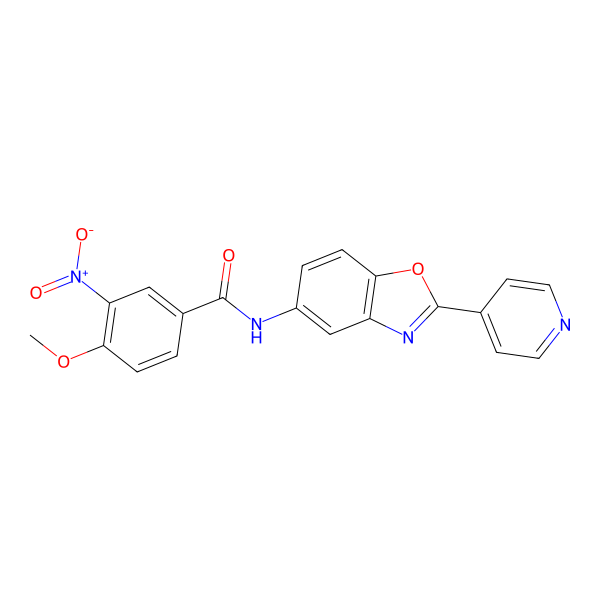 4-methoxy-3-nitro-N-(2-pyridin-4-yl-1,3-benzoxazol-5-yl)benzamide molecular structure, CAS 380887-58-1