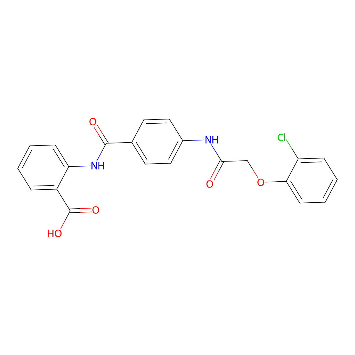 2-(4-(2-(2-Chlorophenoxy)acetamido)benzamido)benzoic acid molecular structure, CAS 380887-59-2