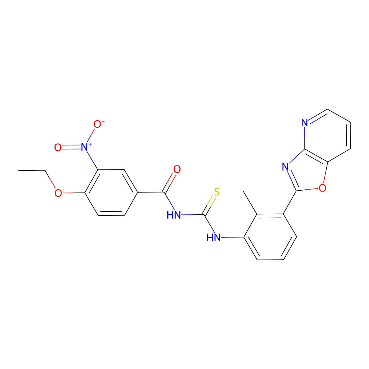 4-ethoxy-N-[[2-methyl-3-([1,3]oxazolo[4,5-b]pyridin-2-yl)phenyl]carbamothioyl]-3-nitrobenzamide molecular structure, CAS 380887-61-6