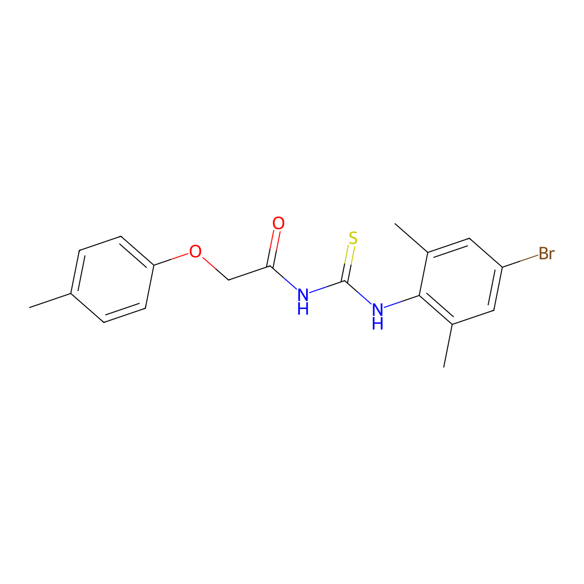N-[(4-bromo-2,6-dimethylphenyl)carbamothioyl]-2-(4-methylphenoxy)acetamide molecular structure, CAS 380887-89-8