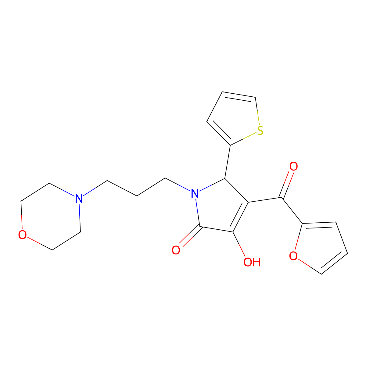 4-(furan-2-carbonyl)-3-hydroxy-1-(3-morpholinopropyl)-5-(thiophen-2-yl)-1H-pyrrol-2(5H)-one molecular structure, CAS 380887-91-2
