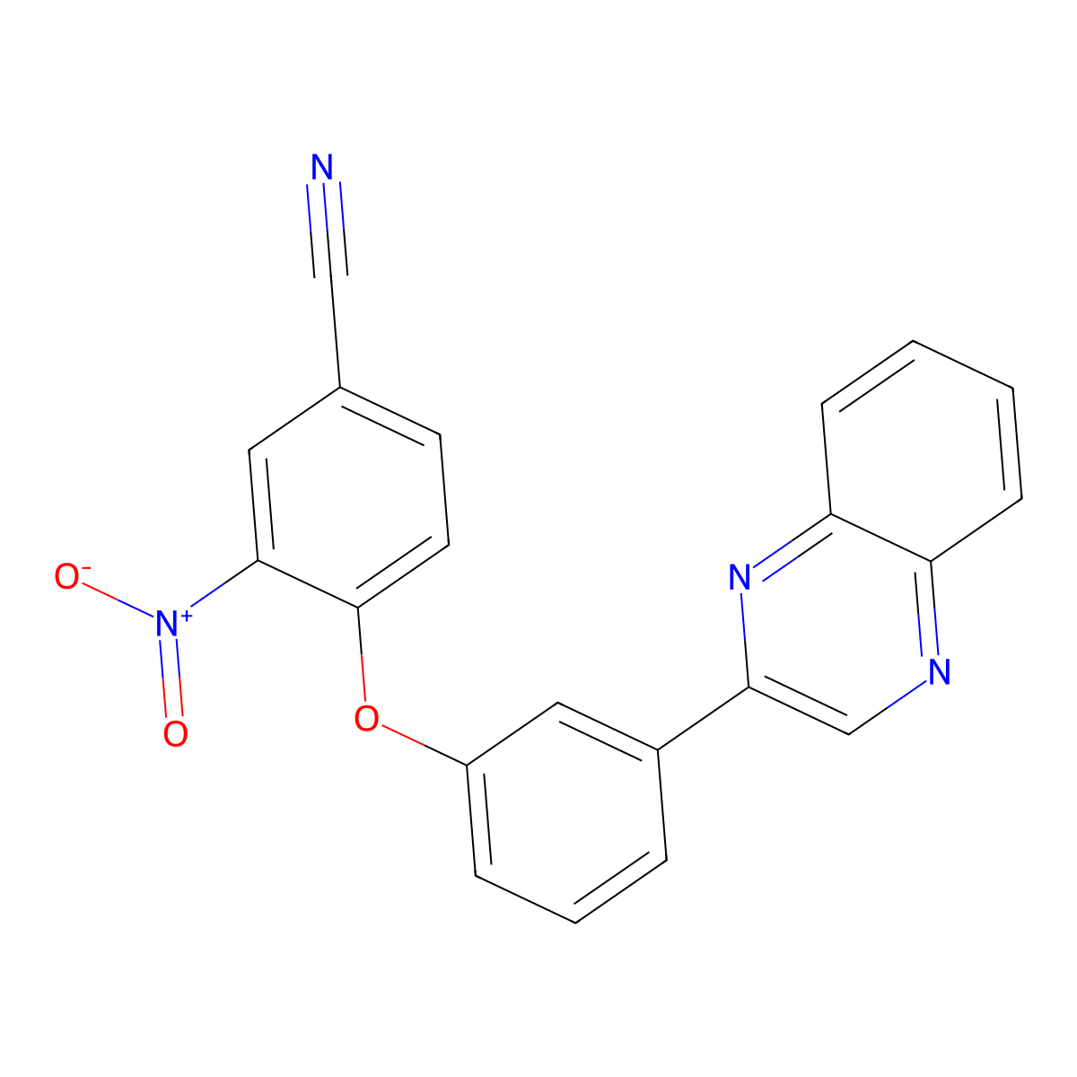 3-Nitro-4-(3-quinoxalin-2-ylphenoxy)benzonitrile molecular structure, CAS 380887-98-9