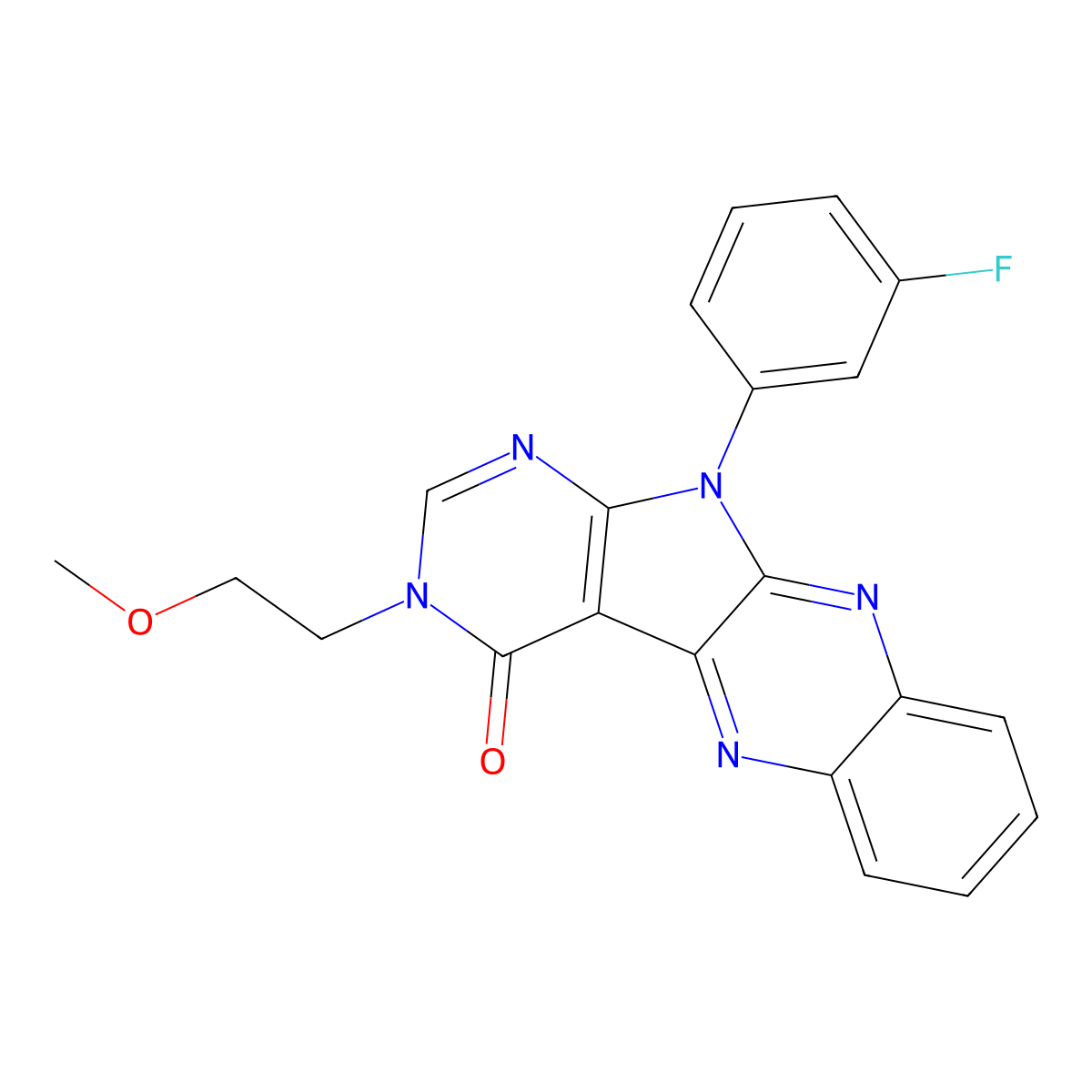 11-(3-fluorophenyl)-3-(2-methoxyethyl)-3H-pyrimido[5',4':4,5]pyrrolo[2,3-b]quinoxalin-4(11H)-one molecular structure, CAS 380888-33-5