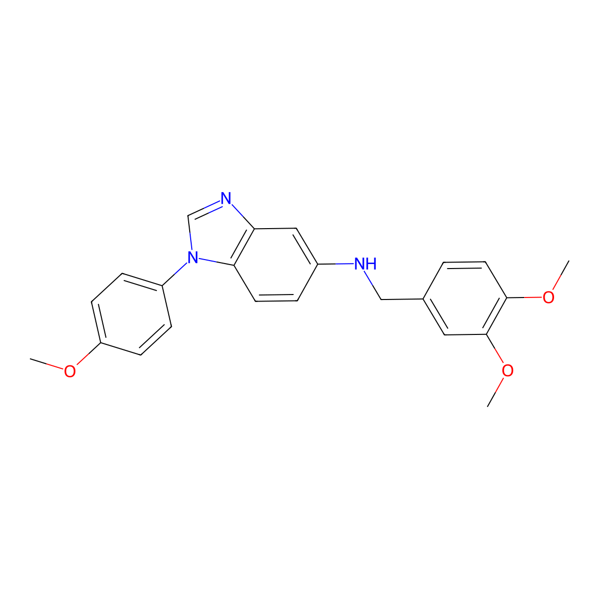 N-[(3,4-dimethoxyphenyl)methyl]-1-(4-methoxyphenyl)benzimidazol-5-amine molecular structure, CAS 380888-48-2