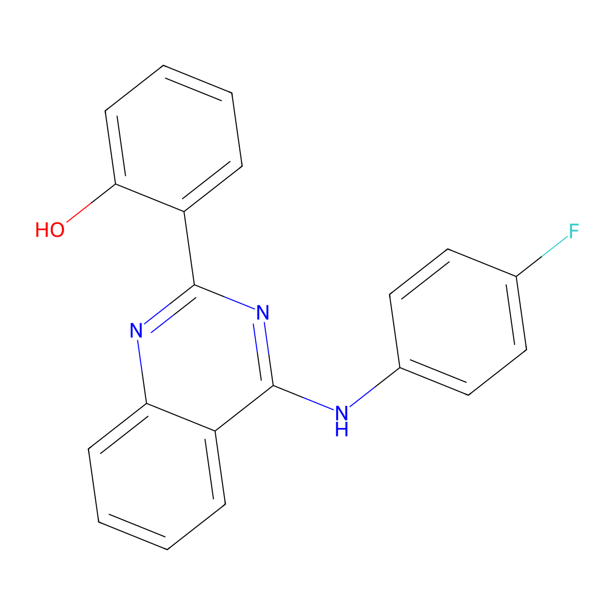 2-(4-((4-Fluorophenyl)amino)quinazolin-2-yl)phenol molecular structure, CAS 380889-41-8