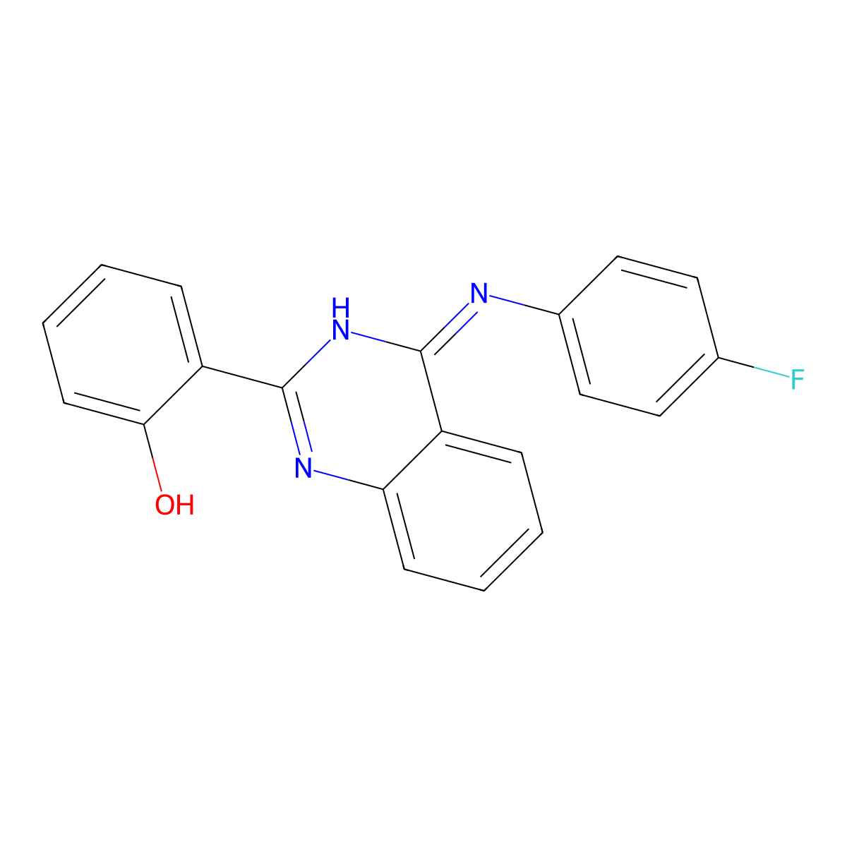 2-(4-((4-Fluorophenyl)amino)quinazolin-2-yl)phenol molecular structure, CAS 380889-41-8