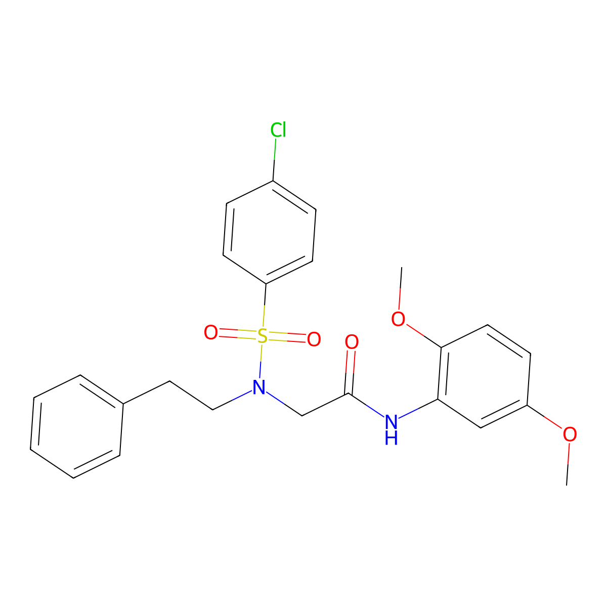 2-(4-chloro-N-phenethylphenylsulfonamido)-N-(2,5-dimethoxyphenyl)acetamide molecular structure, CAS 380890-09-5