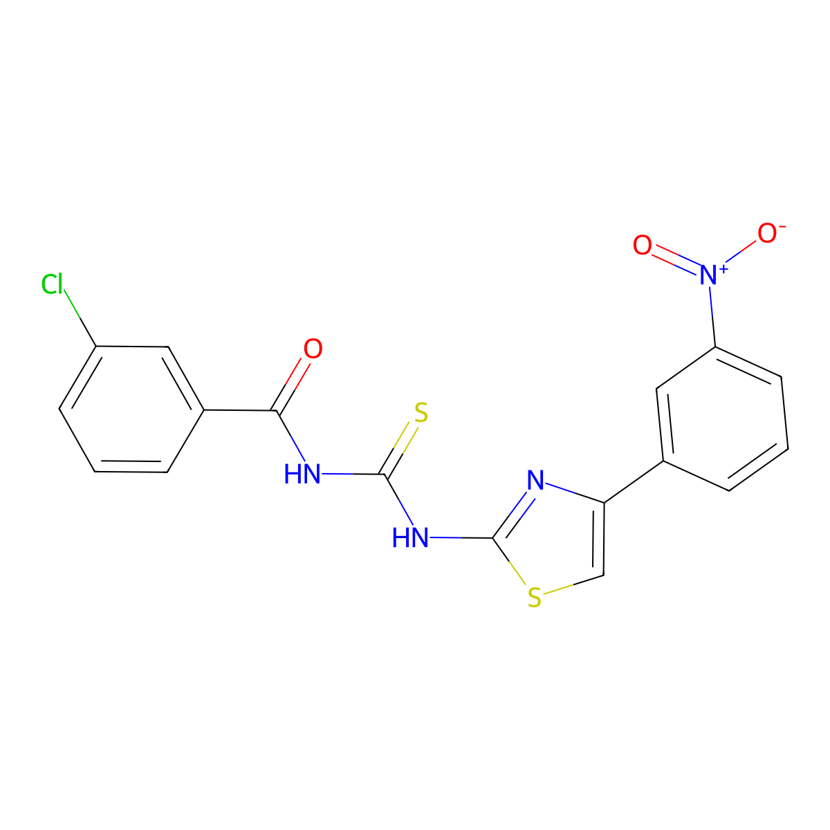 3-chloro-N-[[4-(3-nitrophenyl)-1,3-thiazol-2-yl]carbamothioyl]benzamide molecular structure, CAS 380890-14-2