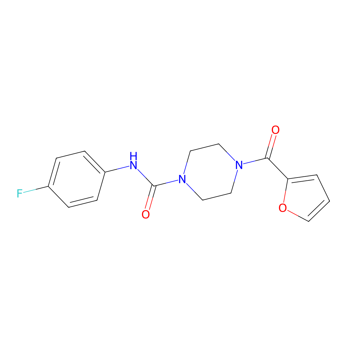 N-(4-fluorophenyl)-4-(furan-2-carbonyl)piperazine-1-carboxamide molecular structure, CAS 380890-42-6