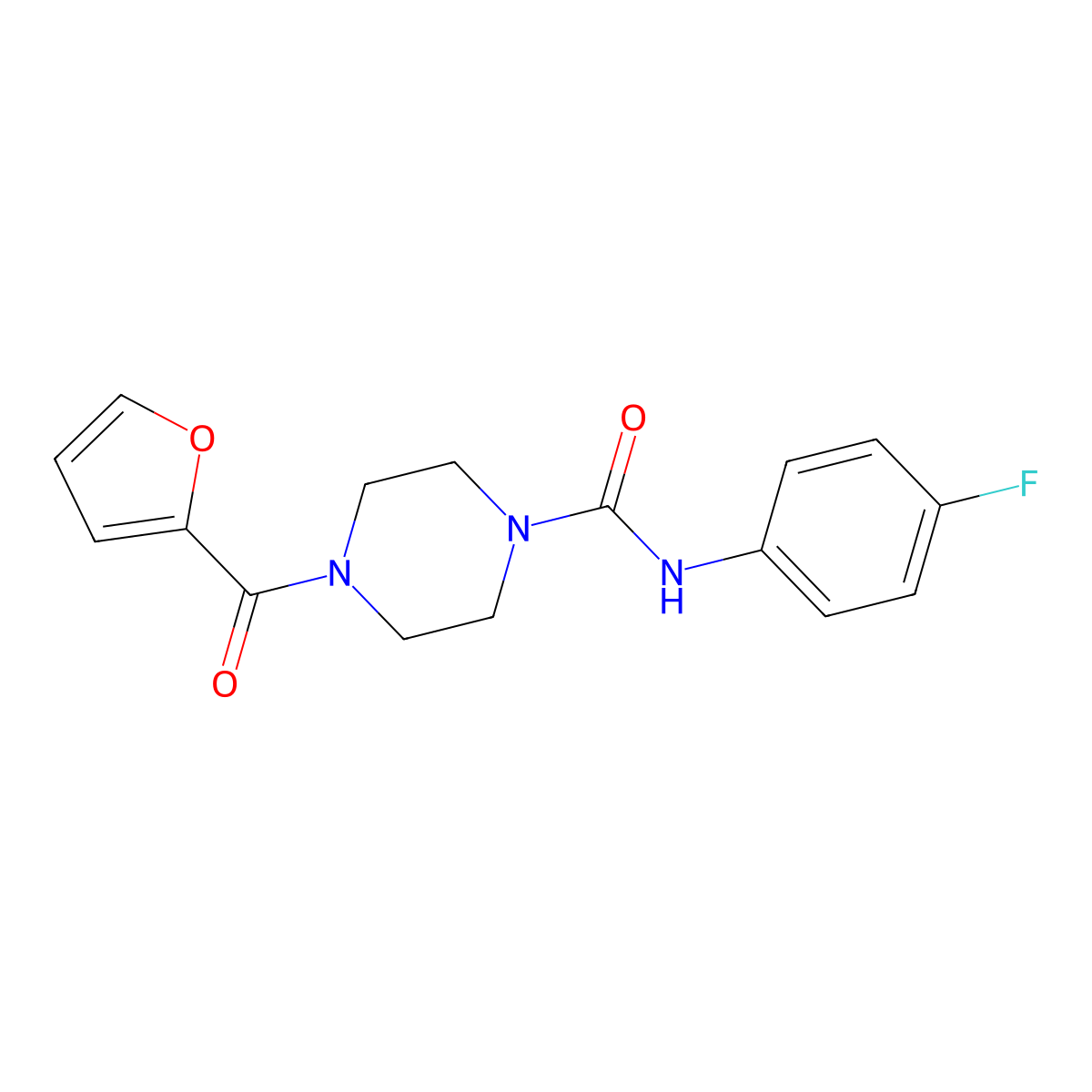 N-(4-fluorophenyl)-4-(furan-2-carbonyl)piperazine-1-carboxamide molecular structure, CAS 380890-42-6