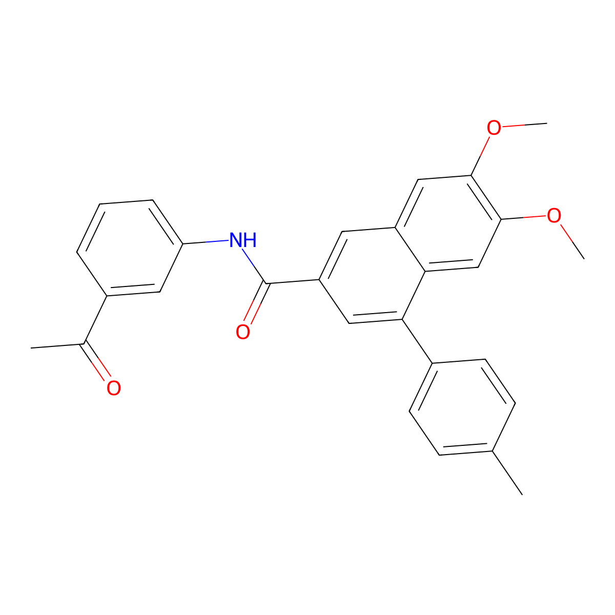 N-(3-acetylphenyl)-6,7-dimethoxy-4-(4-methylphenyl)naphthalene-2-carboxamide molecular structure, CAS 380890-92-6