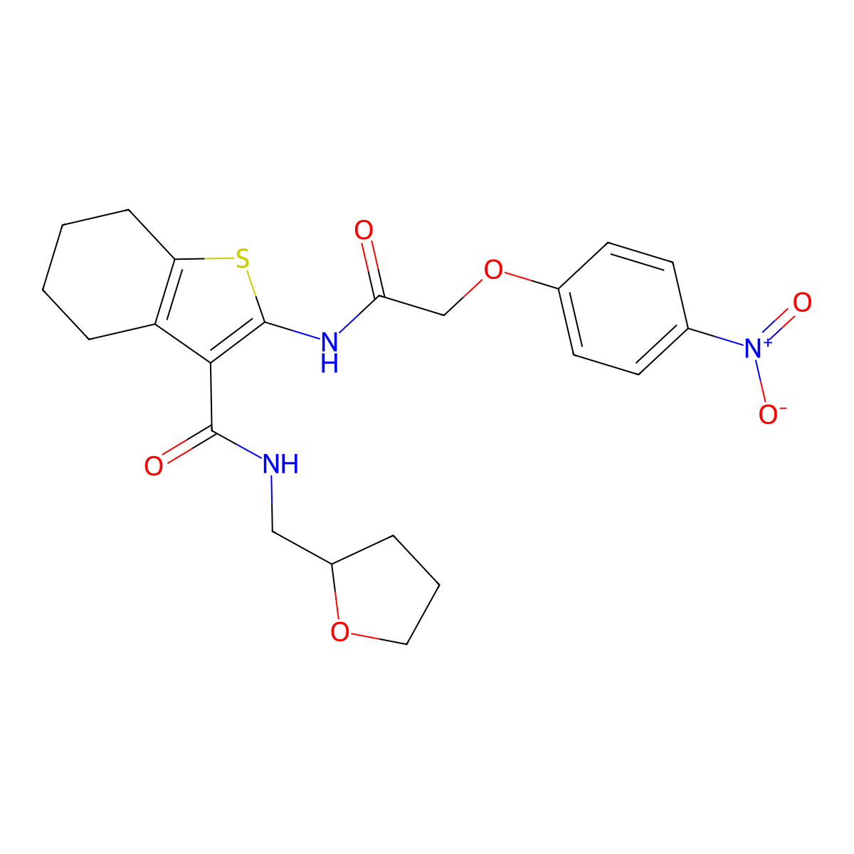 2-[[2-(4-nitrophenoxy)acetyl]amino]-N-(oxolan-2-ylmethyl)-4,5,6,7-tetrahydro-1-benzothiophene-3-carboxamide molecular structure, CAS 380891-47-4
