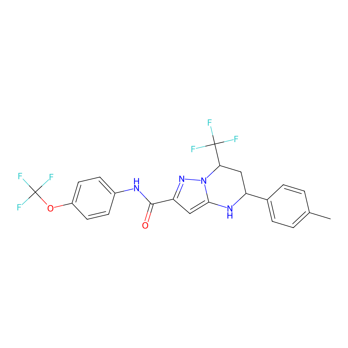 5-(4-methylphenyl)-N-[4-(trifluoromethoxy)phenyl]-7-(trifluoromethyl)-4,5,6,7-tetrahydropyrazolo[1,5-a]pyrimidine-2-carboxamide molecular structure, CAS 380891-69-0