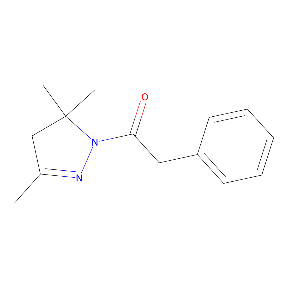 Ethanone, 1-(3,5,5-trimethyl-2-pyrazolin-1-yl)-2-phenyl- molecular structure, CAS 380892-04-6