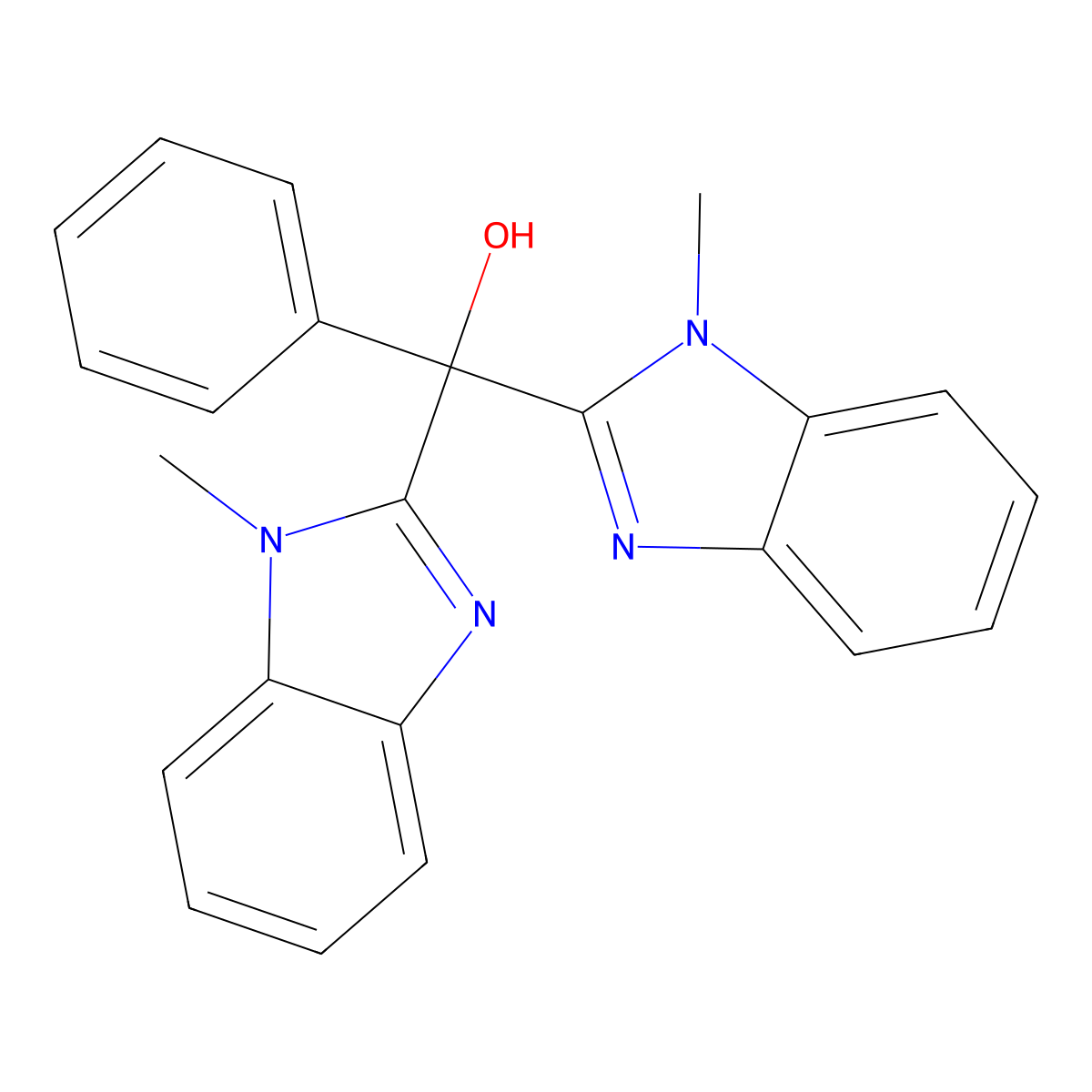 Bis(1-methylbenzimidazol-2-yl)-phenylmethanol molecular structure, CAS 380892-07-9