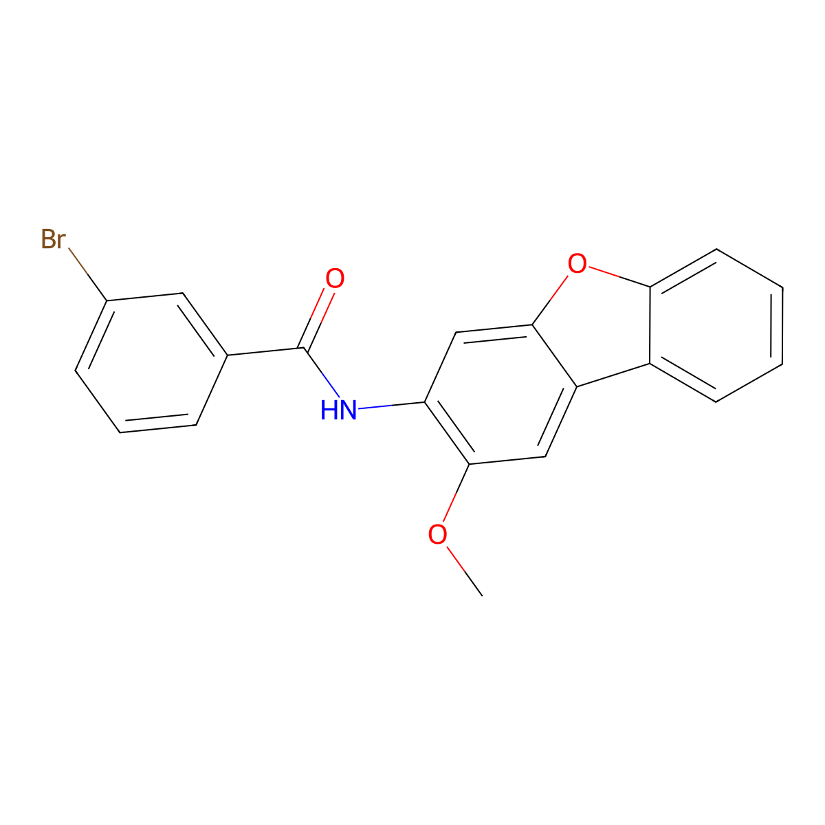 3-bromo-N-(2-methoxydibenzofuran-3-yl)benzamide molecular structure, CAS 380892-41-1