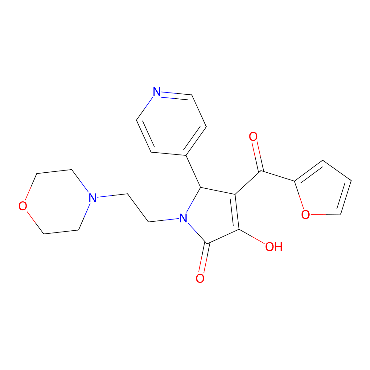 4-(2-Furoyl)-3-hydroxy-1-[2-(4-morpholinyl)ethyl]-5-(4-pyridinyl)-1,5-dihydro-2H-pyrrol-2-one molecular structure, CAS 380900-76-5