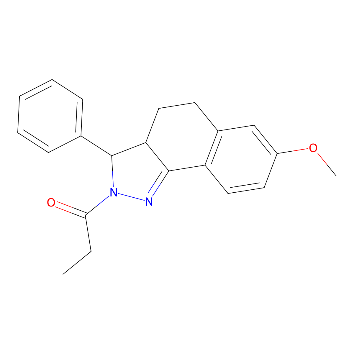 7-methoxy-3-phenyl-2-propionyl-3,3a,4,5-tetrahydro-2H-benzo[g]indazole molecular structure, CAS 380901-25-7