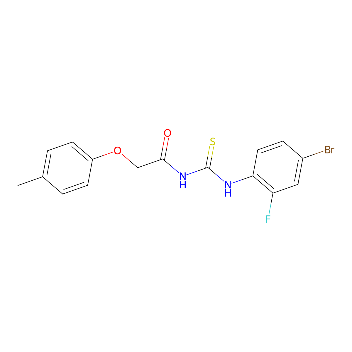 N-[(4-bromo-2-fluorophenyl)carbamothioyl]-2-(4-methylphenoxy)acetamide molecular structure, CAS 380901-90-6