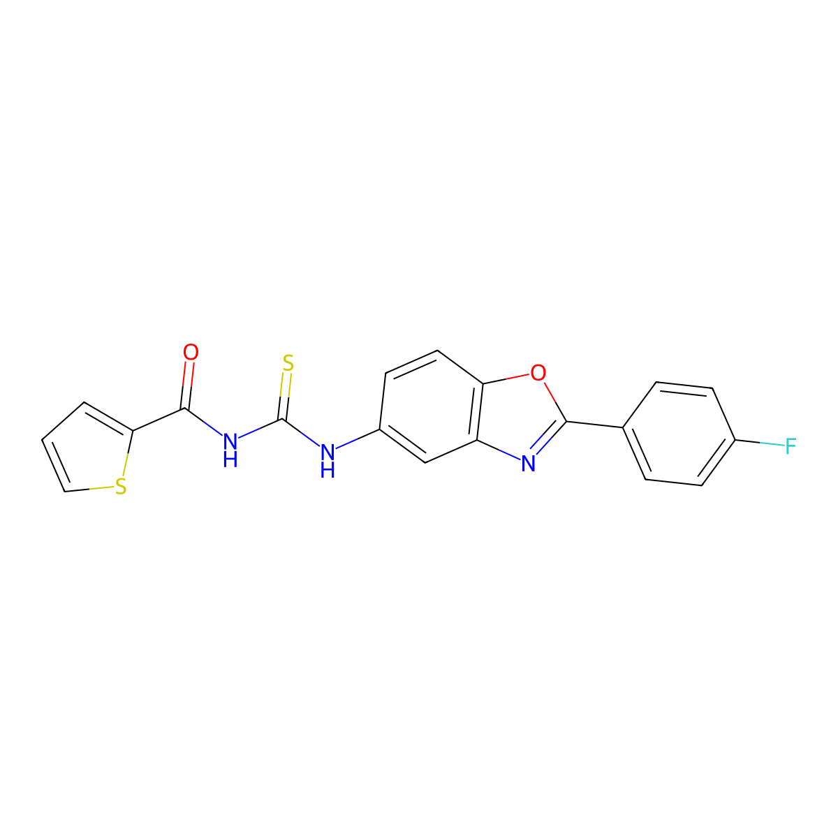 N-[[2-(4-fluorophenyl)-1,3-benzoxazol-5-yl]carbamothioyl]thiophene-2-carboxamide molecular structure, CAS 380902-56-7