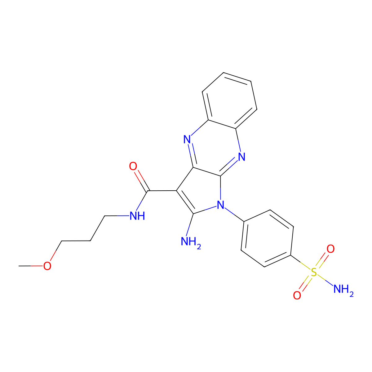 2-amino-N-(3-methoxypropyl)-1-(4-sulfamoylphenyl)pyrrolo[3,2-b]quinoxaline-3-carboxamide molecular structure, CAS 380903-04-8