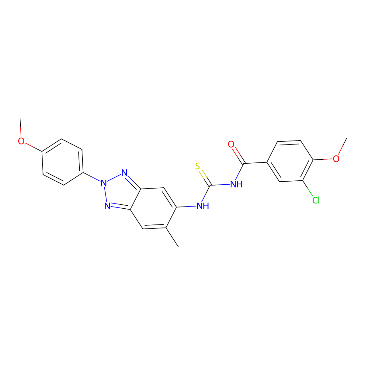 3-chloro-4-methoxy-N-[[2-(4-methoxyphenyl)-6-methylbenzotriazol-5-yl]carbamothioyl]benzamide molecular structure, CAS 380903-52-6