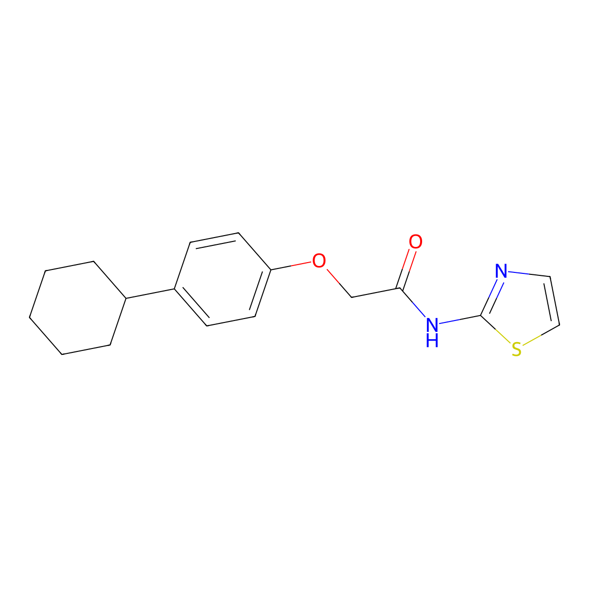 2-(4-cyclohexylphenoxy)-N-(1,3-thiazol-2-yl)acetamide molecular structure, CAS 380903-65-1