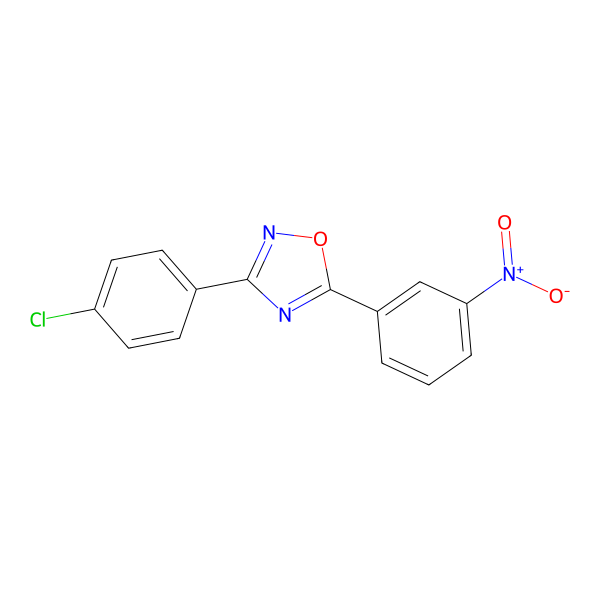 3-(4-Chlorophenyl)-5-(3-nitrophenyl)-1,2,4-oxadiazole molecular structure, CAS 380904-14-3