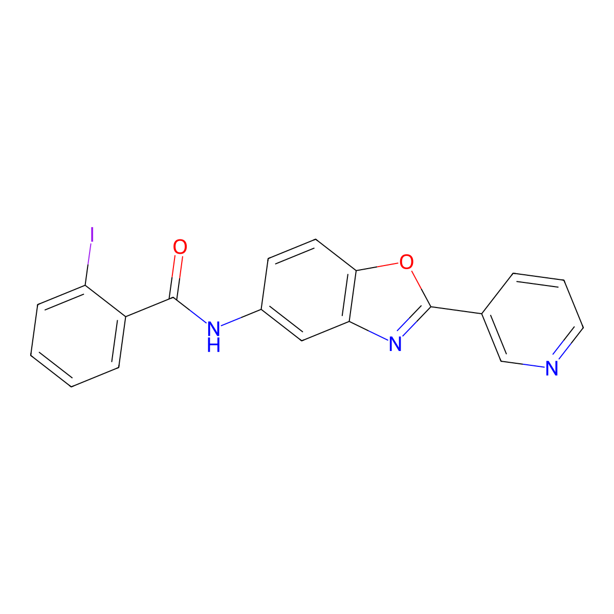 2-iodo-N-(2-pyridin-3-yl-1,3-benzoxazol-5-yl)benzamide molecular structure, CAS 380904-62-1