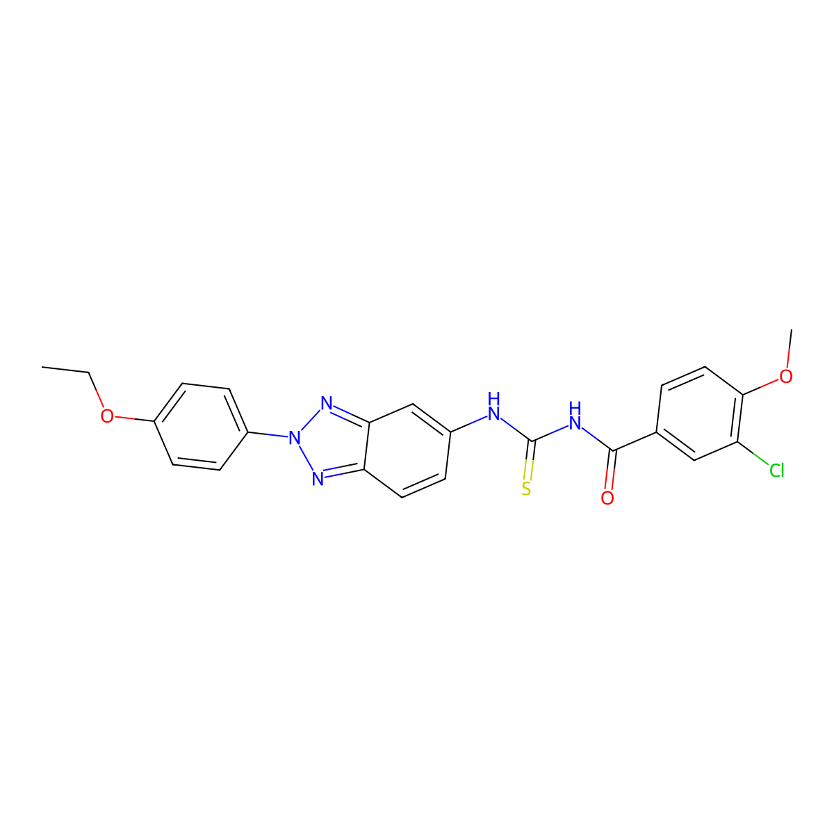 3-chloro-N-[[2-(4-ethoxyphenyl)benzotriazol-5-yl]carbamothioyl]-4-methoxybenzamide molecular structure, CAS 380904-86-9