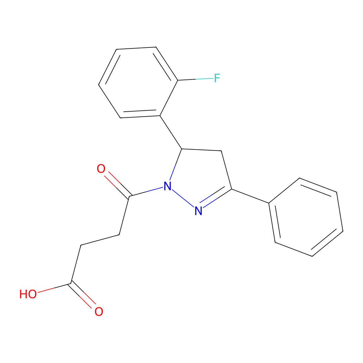 4-[3-(2-Fluorophenyl)-5-phenyl-3,4-dihydropyrazol-2-yl]-4-oxobutanoic acid molecular structure, CAS 380905-36-2