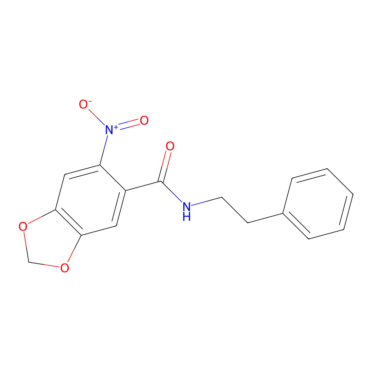 6-nitro-N-(2-phenylethyl)-1,3-benzodioxole-5-carboxamide molecular structure, CAS 380905-72-6