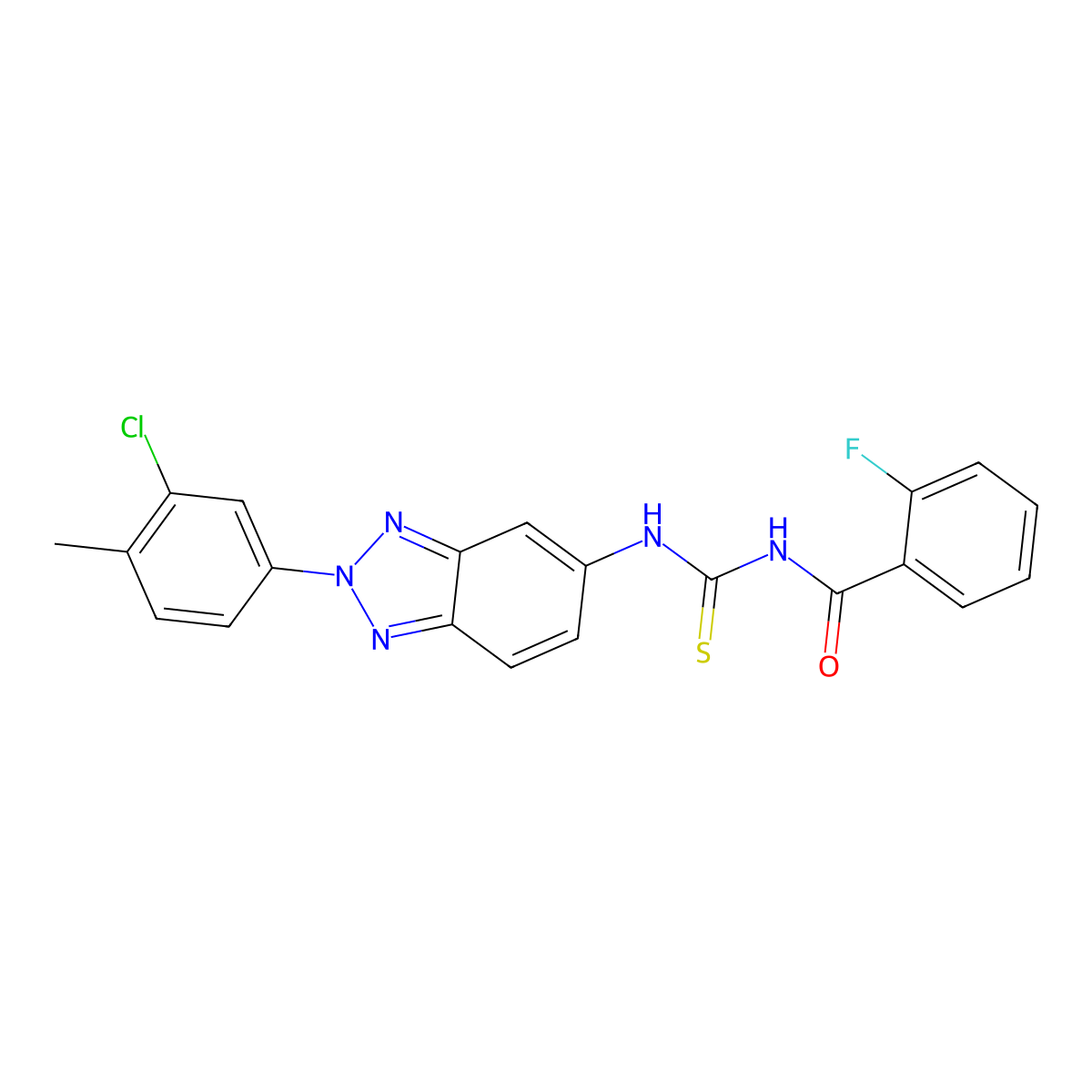 N-[[2-(3-chloro-4-methylphenyl)benzotriazol-5-yl]carbamothioyl]-2-fluorobenzamide molecular structure, CAS 380905-87-3