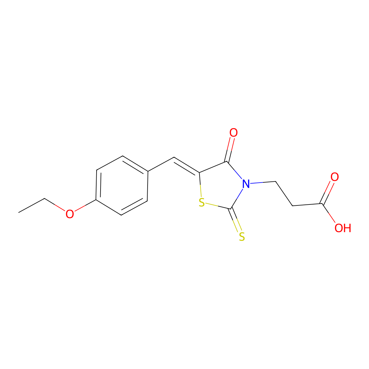 (Z)-3-(5-(4-ethoxybenzylidene)-4-oxo-2-thioxothiazolidin-3-yl)propanoic acid molecular structure, CAS 380906-09-2