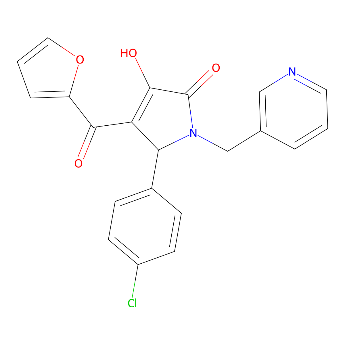 5-(4-CL-PH)-4-(2-Furoyl)-3-HO-1-(3-pyridinylmethyl)-1,5-dihydro-2H-pyrrol-2-one molecular structure, CAS 380906-28-5