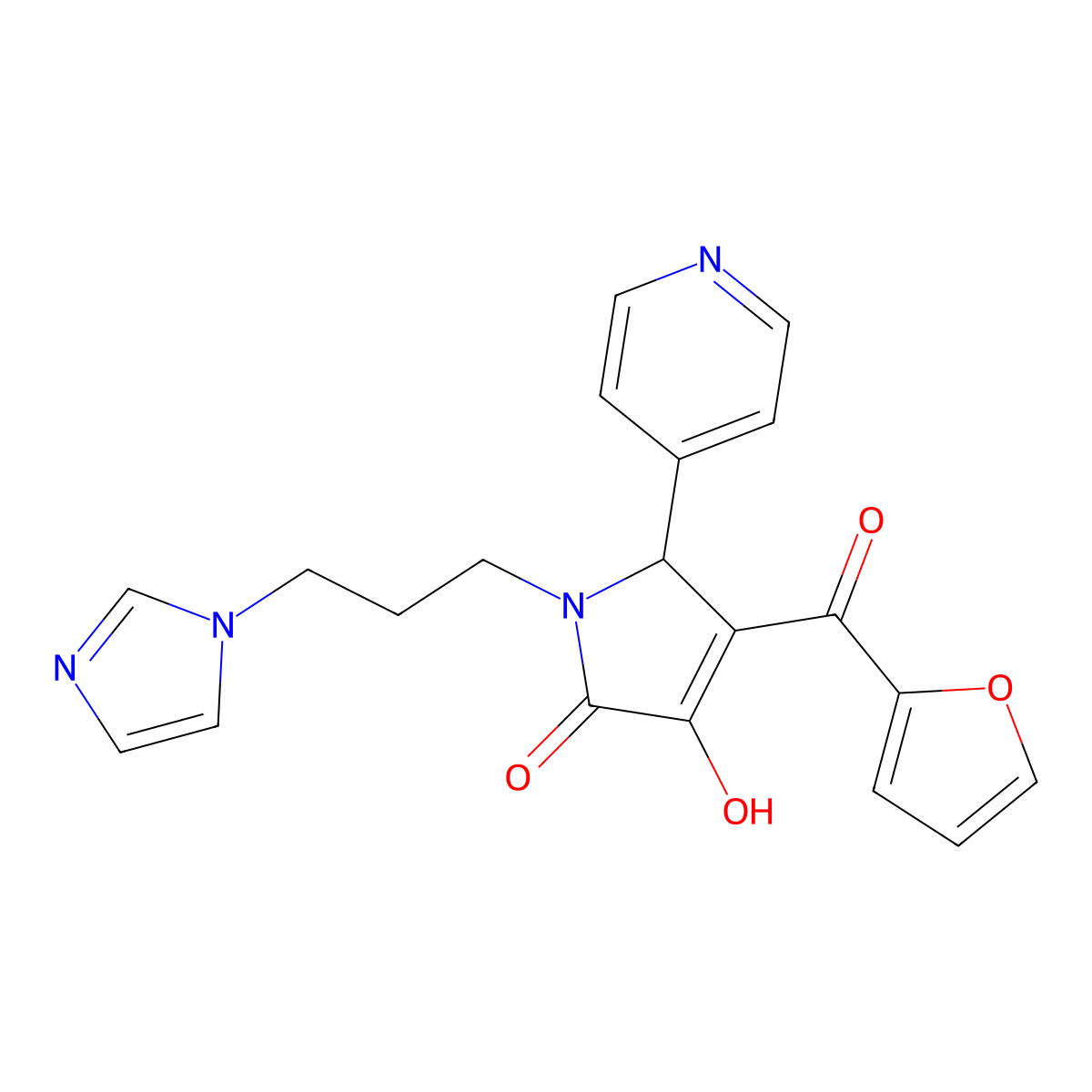 4-(2-Furoyl)-3-hydroxy-1-[3-(1H-imidazol-1-YL)propyl]-5-(4-pyridinyl)-1,5-dihydro-2H-pyrrol-2-one molecular structure, CAS 380906-40-1