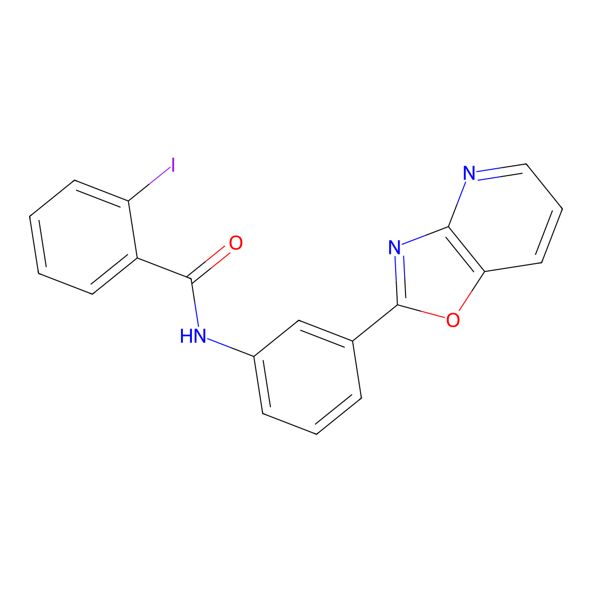 2-iodo-N-[3-([1,3]oxazolo[4,5-b]pyridin-2-yl)phenyl]benzamide molecular structure, CAS 380906-51-4
