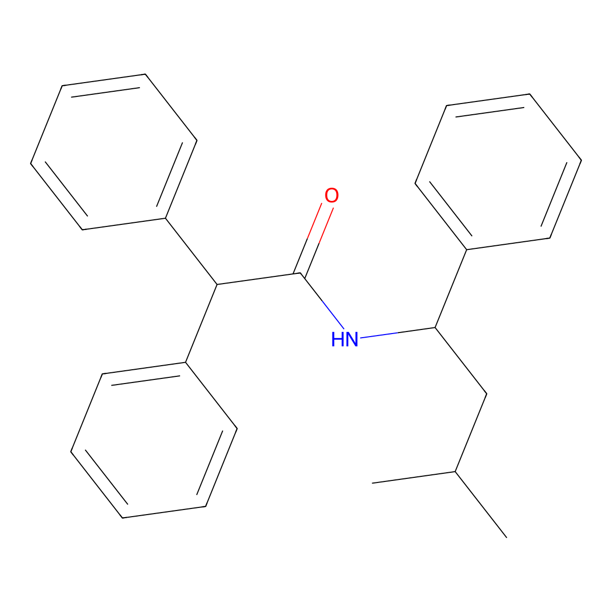 N-(3-methyl-1-phenylbutyl)-2,2-diphenylacetamide molecular structure, CAS 380906-81-0