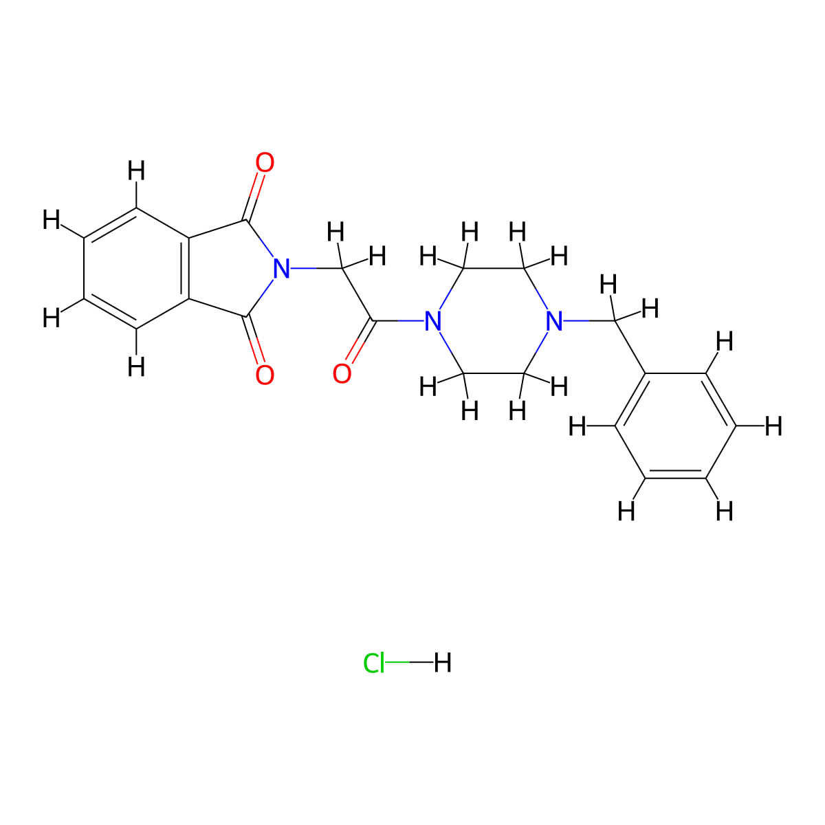 2-(2-(4-Benzylpiperazin-1-yl)-2-oxoethyl)isoindoline-1,3-dione hydrochloride molecular structure, CAS 380907-38-0