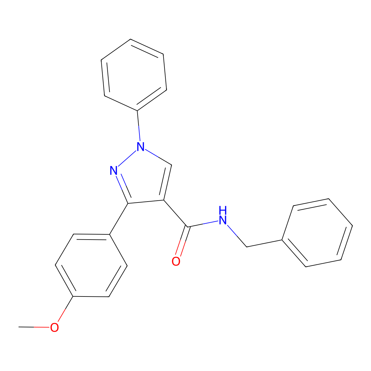 N-benzyl-3-(4-methoxyphenyl)-1-phenyl-1H-pyrazole-4-carboxamide molecular structure, CAS 380910-13-4