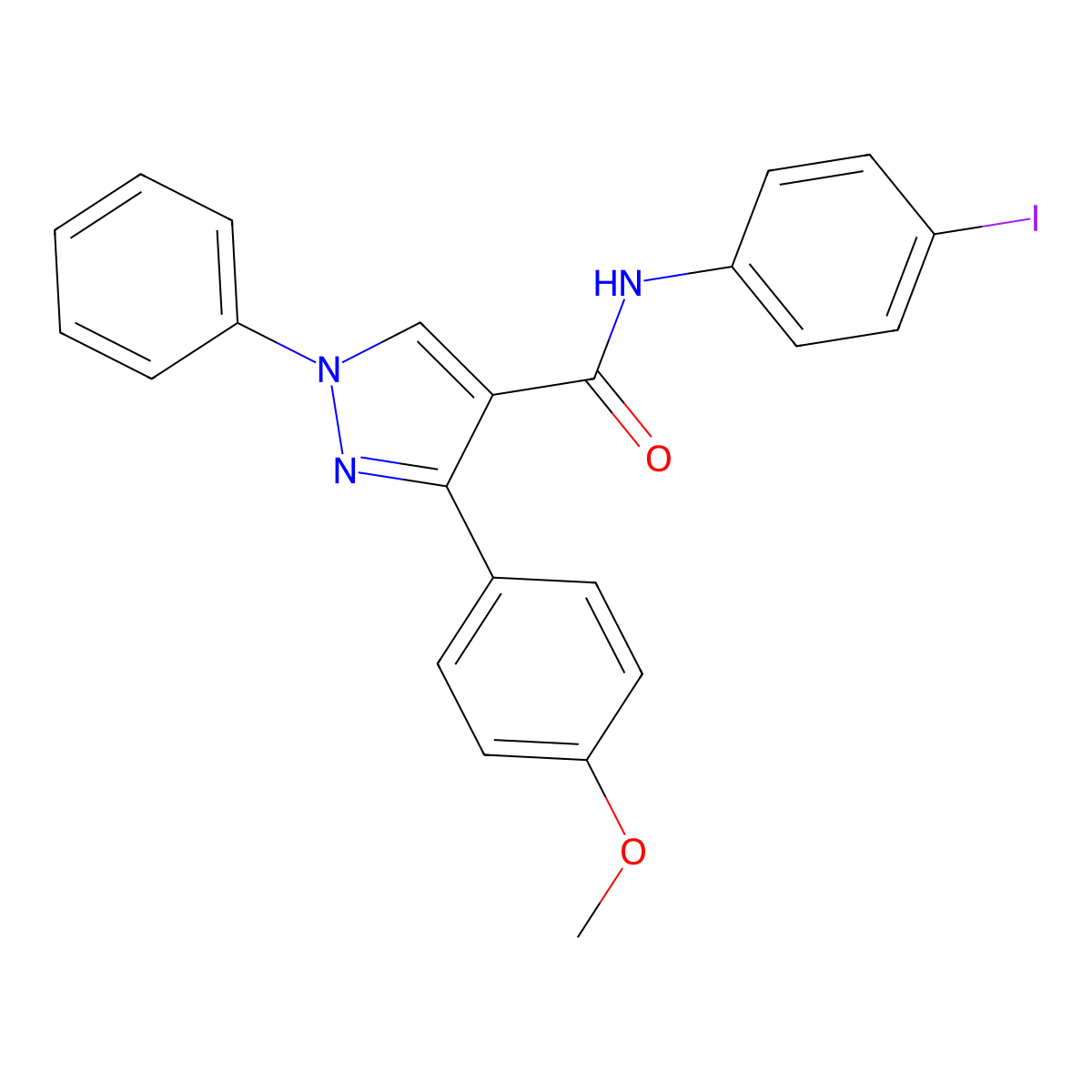 N-(4-iodophenyl)-3-(4-methoxyphenyl)-1-phenyl-1H-pyrazole-4-carboxamide molecular structure, CAS 380910-26-9